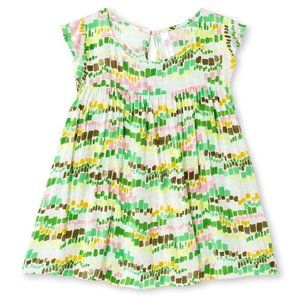 NEW Cherokee Girls' Glistening Green Chic Geometric Print Spring Blouse Top